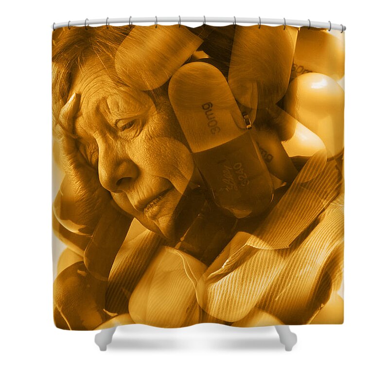 Concept Shower Curtain featuring the photograph Elderly Drug Use by George Mattei