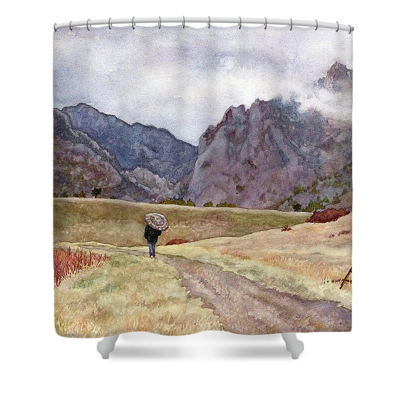 Rainy Day Painting Shower Curtain featuring the painting Eldorado Rain by Anne Gifford