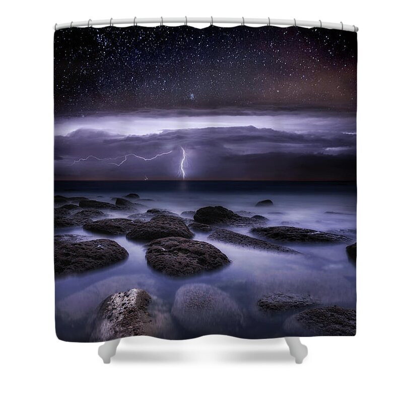 Landscape Shower Curtain featuring the photograph Electric dreams by Jorge Maia