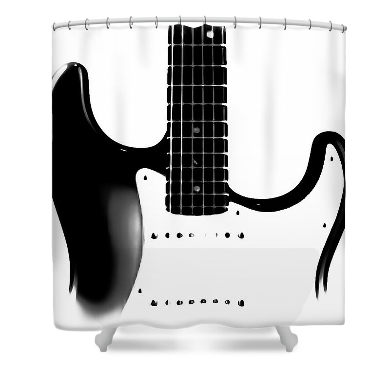 Electric Guitars Shower Curtain featuring the photograph Electric Guitar BW by Athena Mckinzie