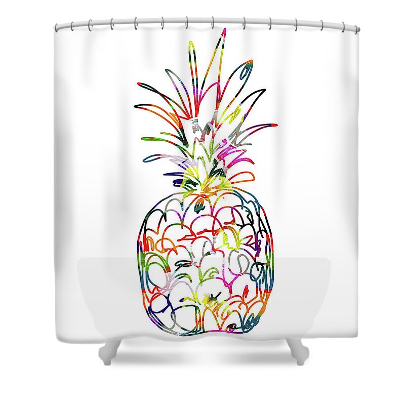 Pineapple Shower Curtain featuring the digital art Electric Pineapple - Art by Linda Woods by Linda Woods
