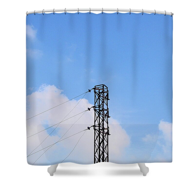 Electricity Shower Curtain featuring the photograph Electric Pylon near Dhone, Andhra Pradesh, India by Iqbal Misentropy