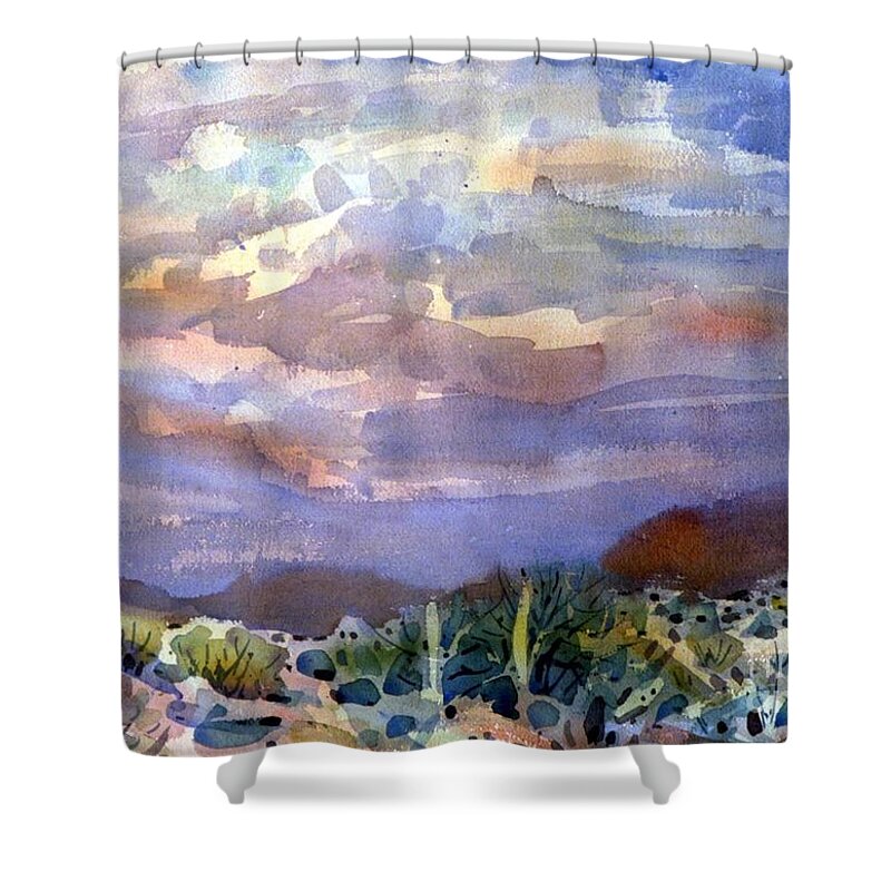 Sunset Shower Curtain featuring the painting Electric Sunset by Donald Maier