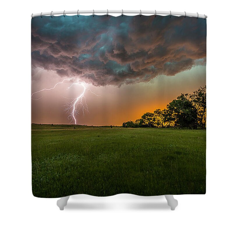 Landscape Shower Curtain featuring the photograph Electric Twilight by Marcus Hustedde
