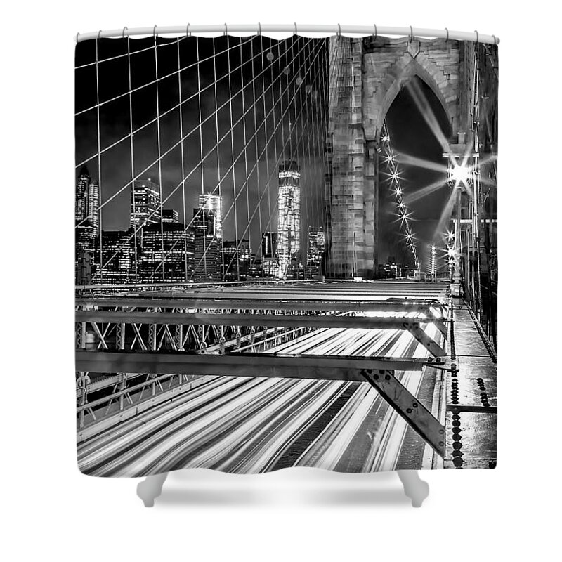 Brooklyn Bridge Shower Curtain featuring the photograph Electrify by Az Jackson
