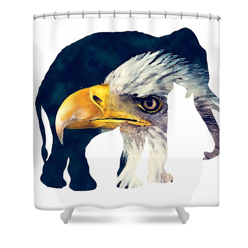 Elephant Shower Curtain featuring the digital art Elephant and Eagle by Justyna Jaszke JBJart