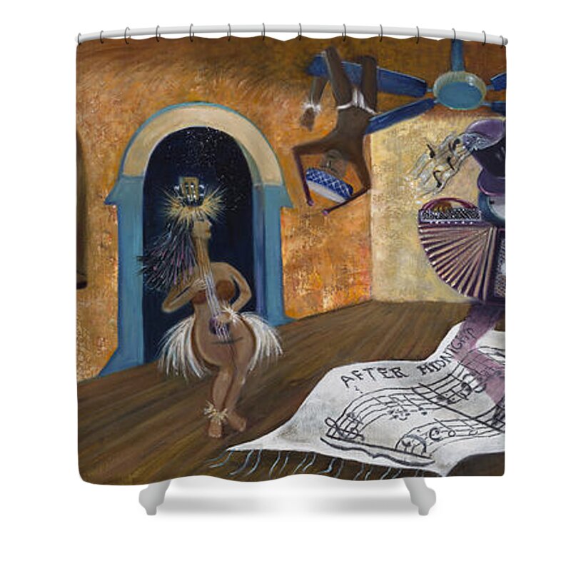 Music Shower Curtain featuring the painting Eleven Minutes After Midnight by Claudia Goodell