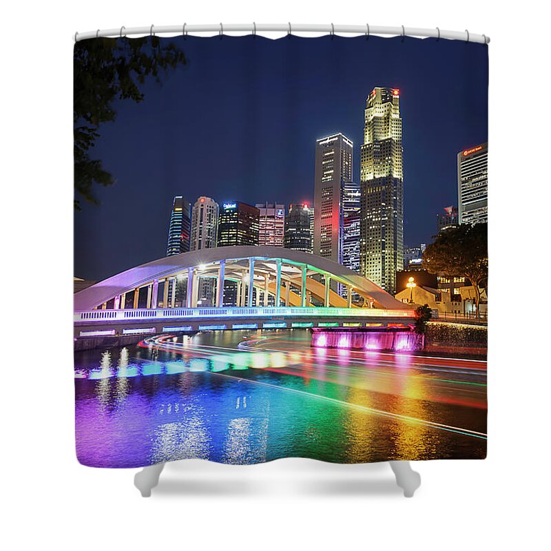 Bridge Shower Curtain featuring the photograph Elgin Bridge, Boat Quay, Singapore by Rick Deacon