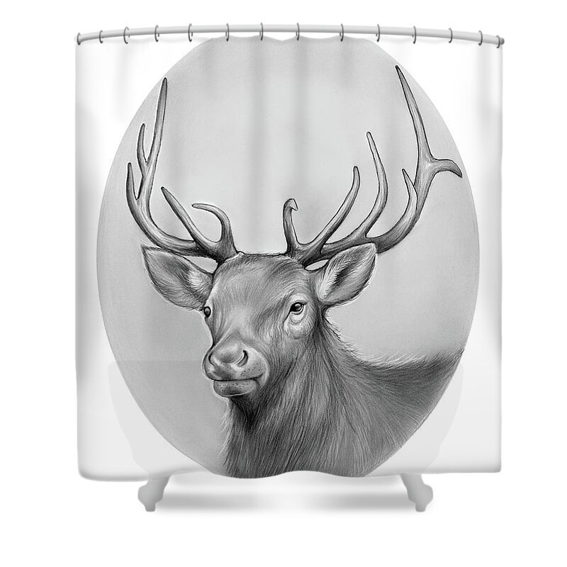 Elk Shower Curtain featuring the drawing Elk by Greg Joens