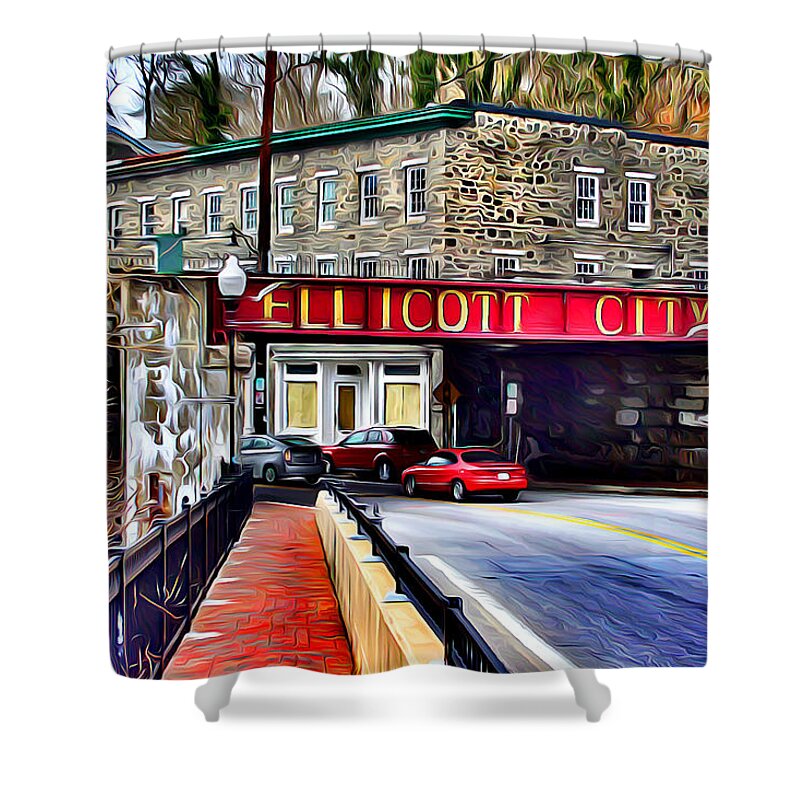 Ellicott Shower Curtain featuring the digital art Ellicott City by Stephen Younts