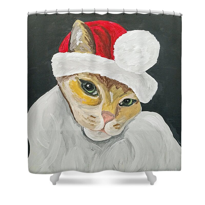 Pet Portrait Shower Curtain featuring the painting Ellie Date With Paint Nov 20th by Ania M Milo