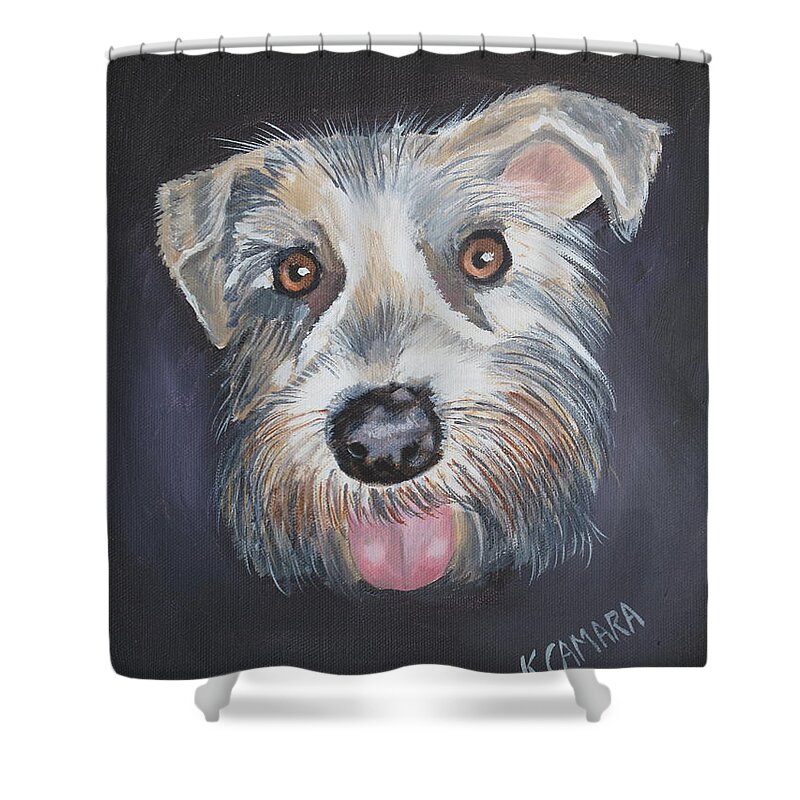 Pets Shower Curtain featuring the painting Elliot, the Therapy Dog by Kathie Camara