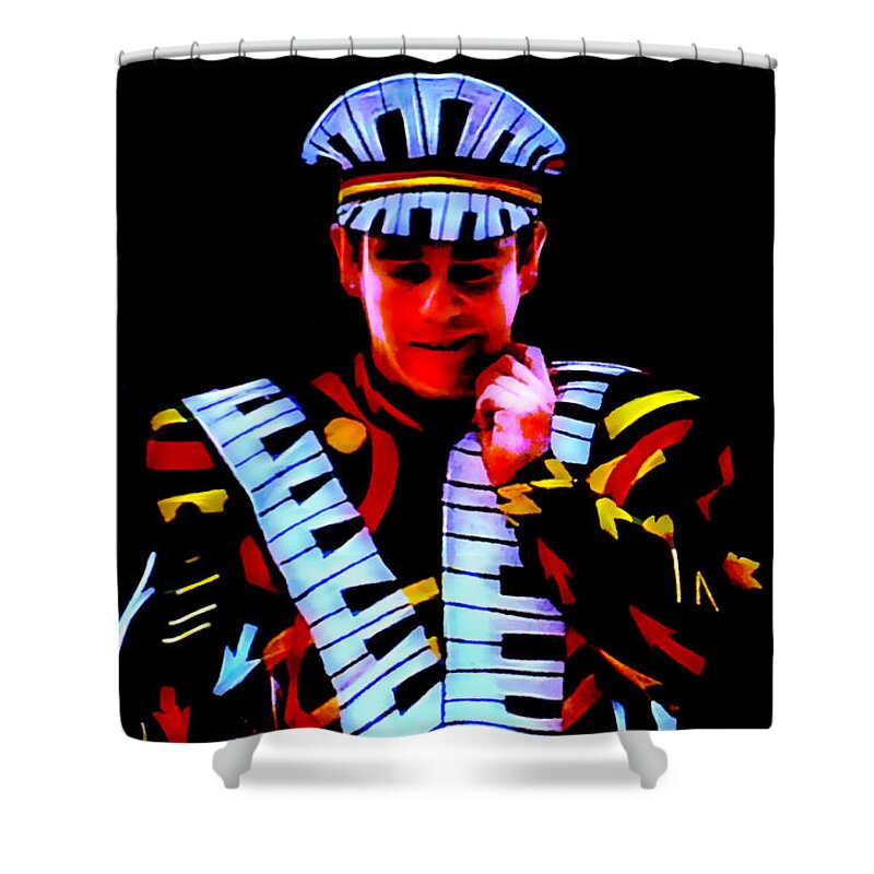 Elton John Shower Curtain featuring the mixed media Elton John Collection by Marvin Blaine