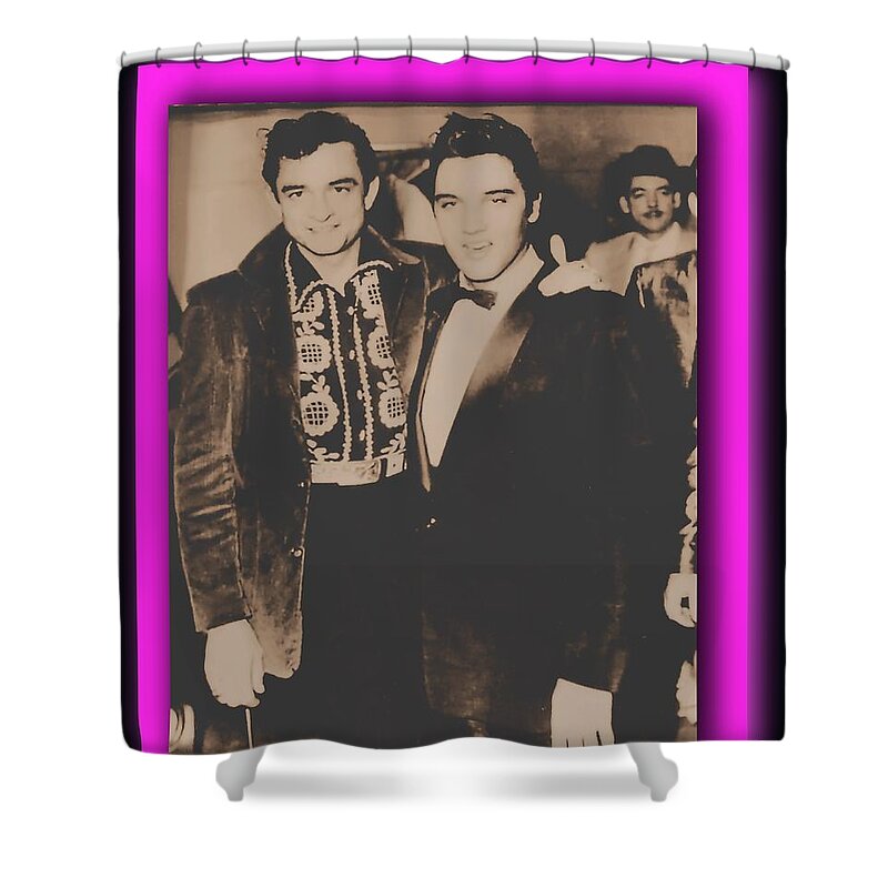 Elvis Presley Shower Curtain featuring the photograph Elvis And Johnny by Tami Quigley