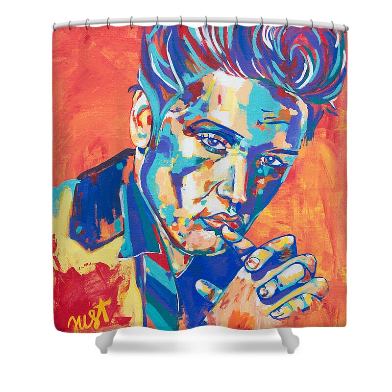 Elvis Presley Shower Curtain featuring the painting Elvis by Janice Westfall