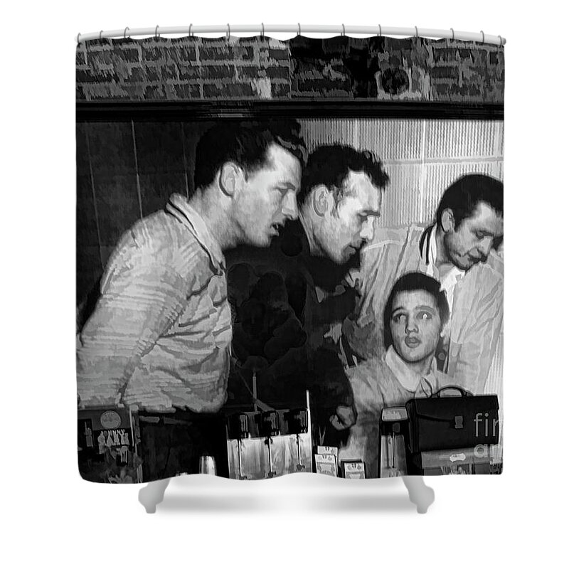 Elvis Shower Curtain featuring the photograph Elvis, Jerry Lee, Johnny Cash Sun Studio Memphis by Chuck Kuhn