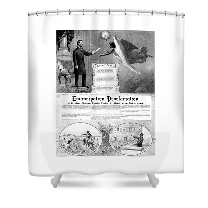 Emancipation Proclamation Shower Curtain featuring the mixed media Emancipation Proclamation by War Is Hell Store