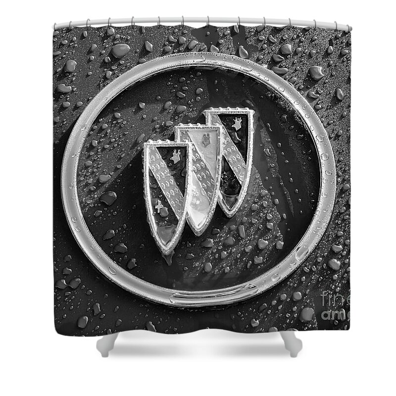 Buick Shower Curtain featuring the photograph Emblem Mono by Dennis Hedberg