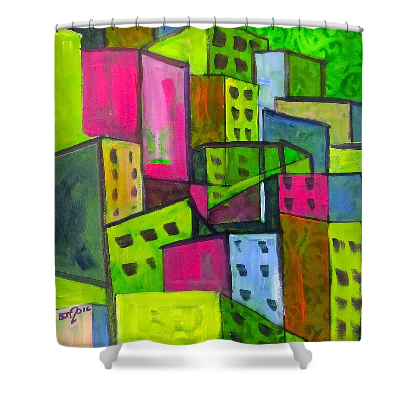 City Shower Curtain featuring the painting Emerald City by Barbara O'Toole