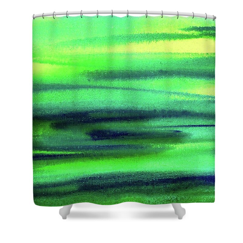 Emerald Shower Curtain featuring the painting Emerald Flow Abstract Painting by Irina Sztukowski