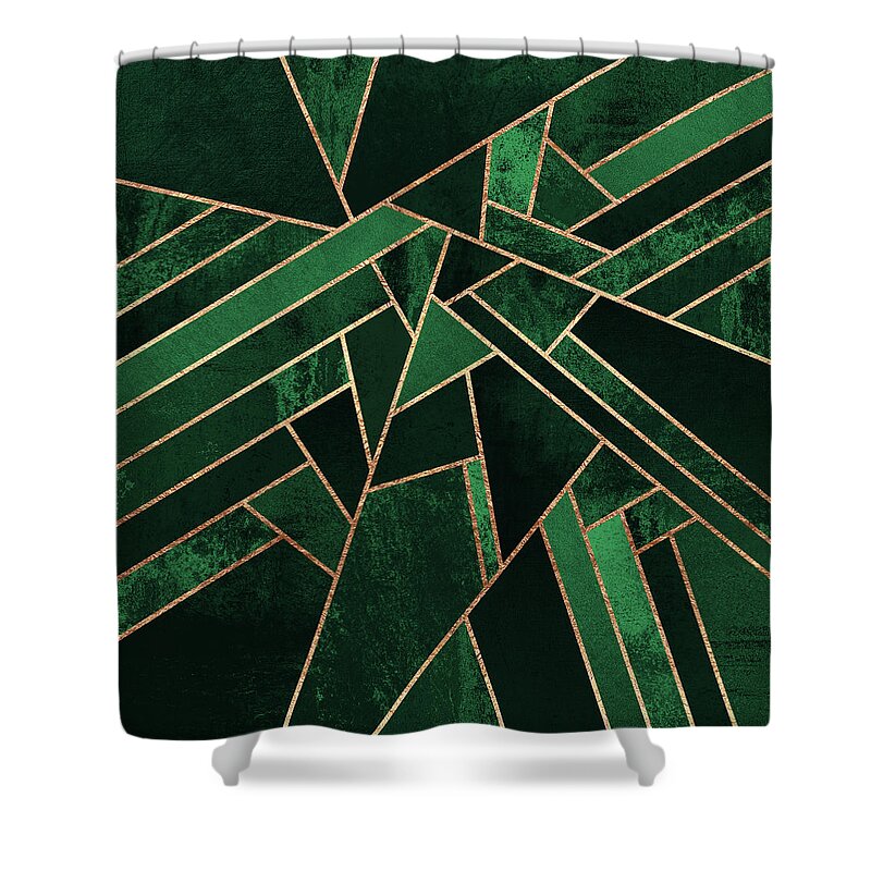 Graphic Shower Curtain featuring the digital art Emerald Night by Elisabeth Fredriksson