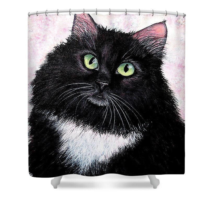 Cat Shower Curtain featuring the painting Emeralds and Chiffon by Elizabeth Gyles Johnson