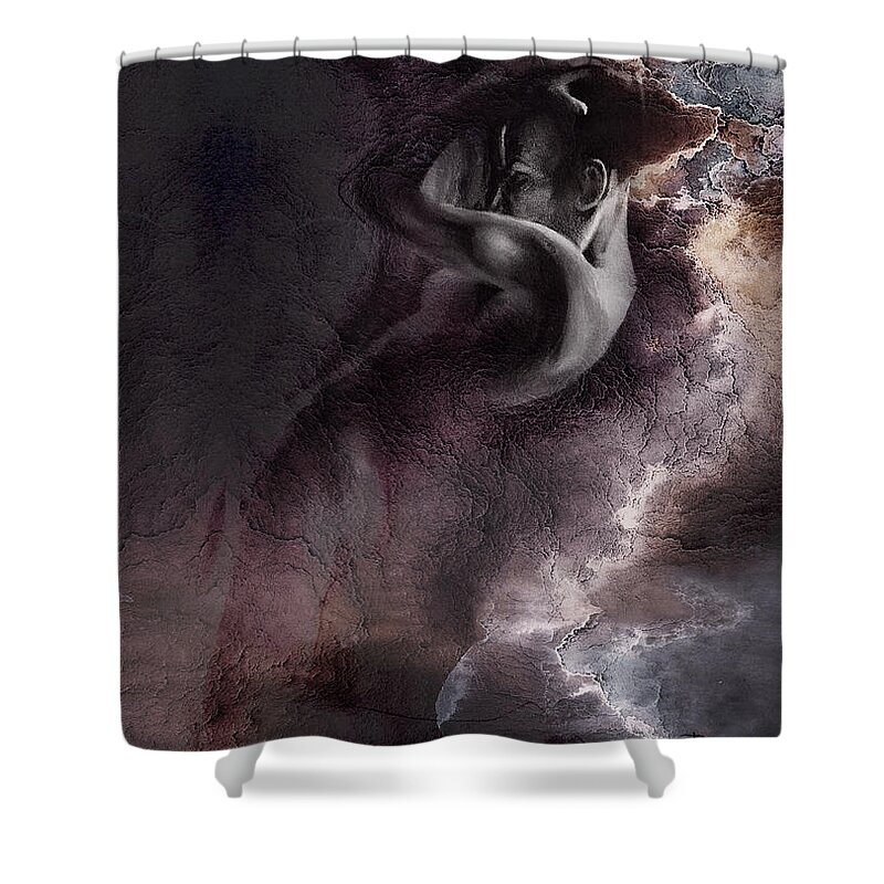 Empathy Shower Curtain featuring the drawing Emergent 1b - Textured by Paul Davenport