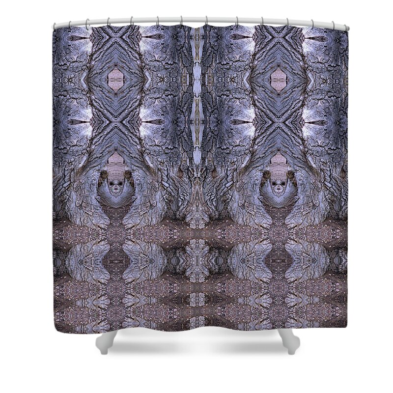Surrealistic Shower Curtain featuring the digital art Emerging From a Lavender Doorway by Julia L Wright
