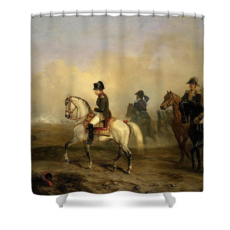 Horace Vernet Shower Curtain featuring the painting Emperor Napoleon I and his Staff on Horseback by Horace Vernet