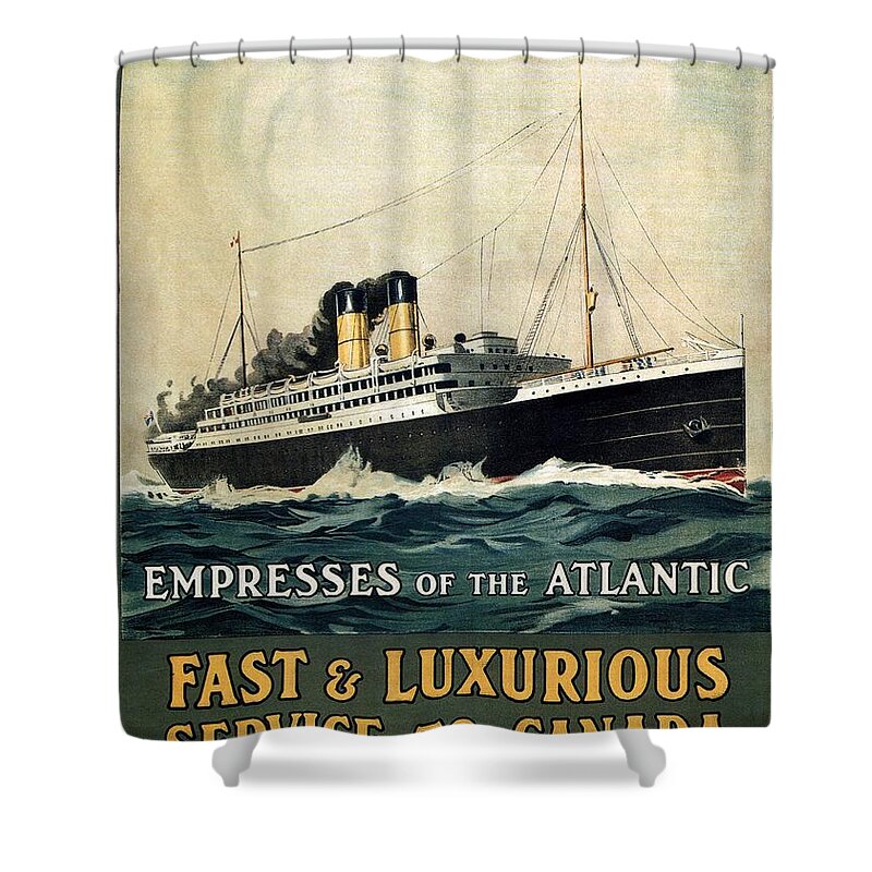 Canadian Pacific Shower Curtain featuring the mixed media Empress Of The Atlantic - Canadian Pacific - Steamship - Retro travel Poster - Vintage Poster by Studio Grafiikka