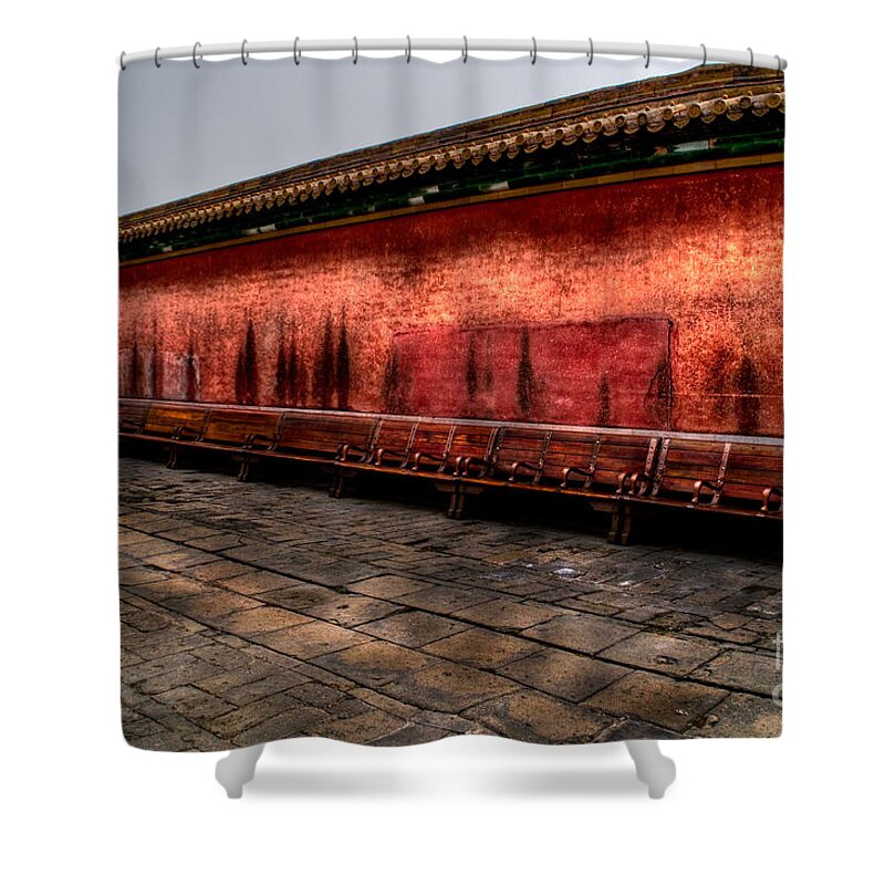 Ancient Shower Curtain featuring the photograph Empty Benches by Venetta Archer