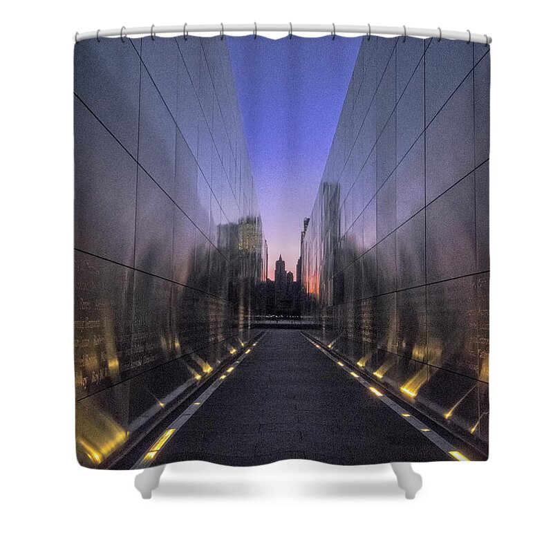 Jersey City New Jersey Shower Curtain featuring the photograph Empty Sky 911 Memorial by Tom Singleton