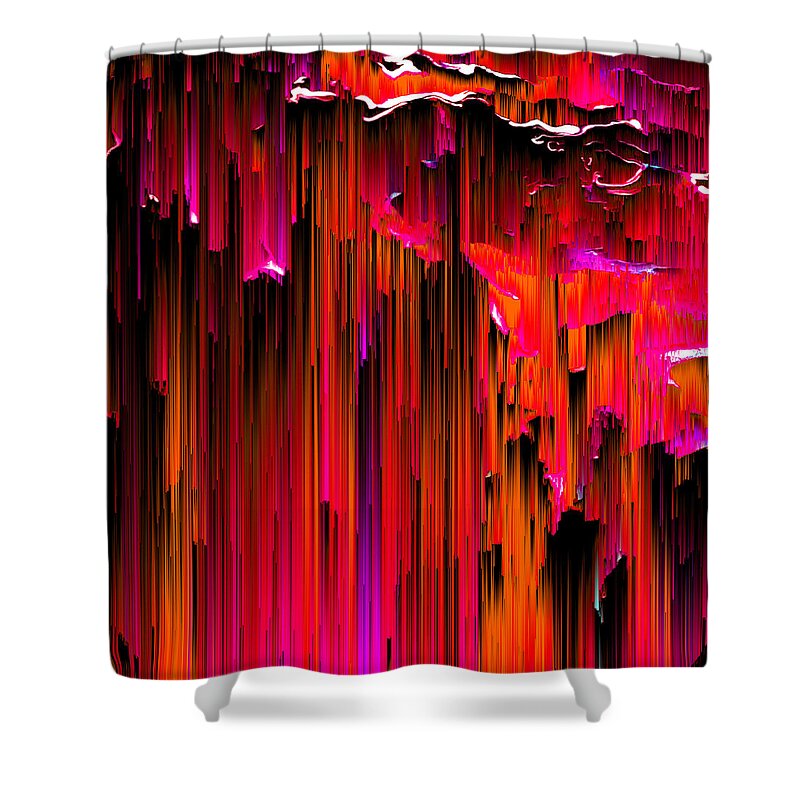 Glitch Shower Curtain featuring the digital art En Rouge - Pixel Art by Jennifer Walsh