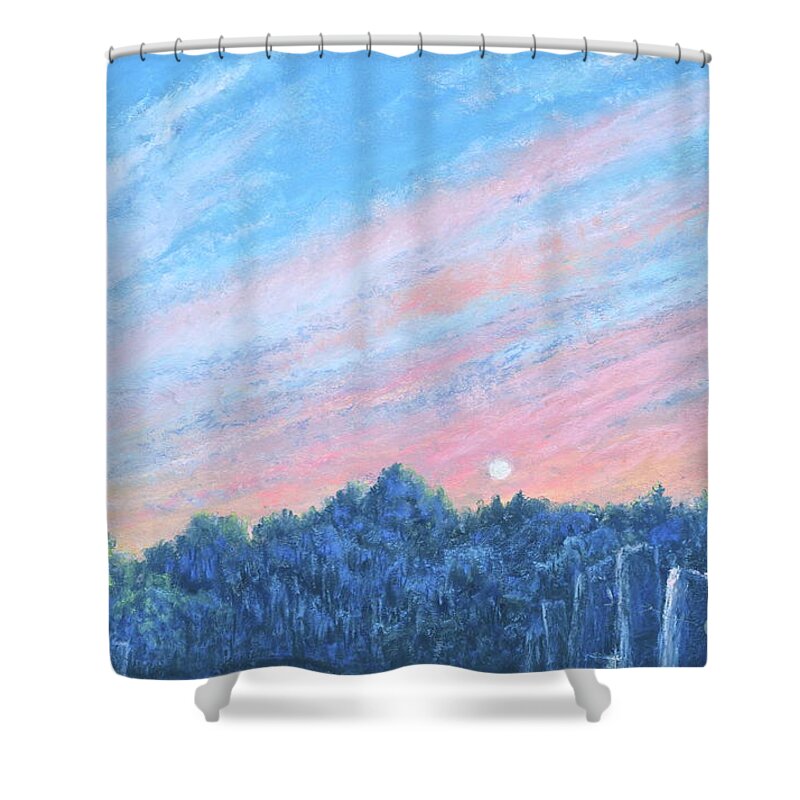 Beautiful Sunset Painting Shower Curtain featuring the painting enchanced- Catching the SunSet by Penny Neimiller
