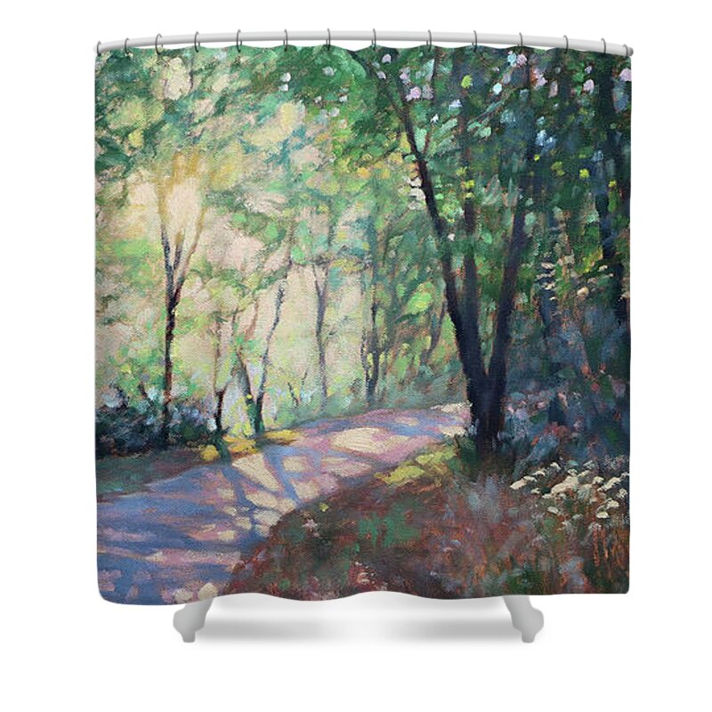 Pathway Shower Curtain featuring the painting Enchanted by Bonnie Mason