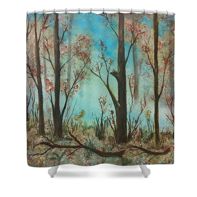 Enchanted Forest Shower Curtain featuring the painting Enchanted Forest by Susan Nielsen