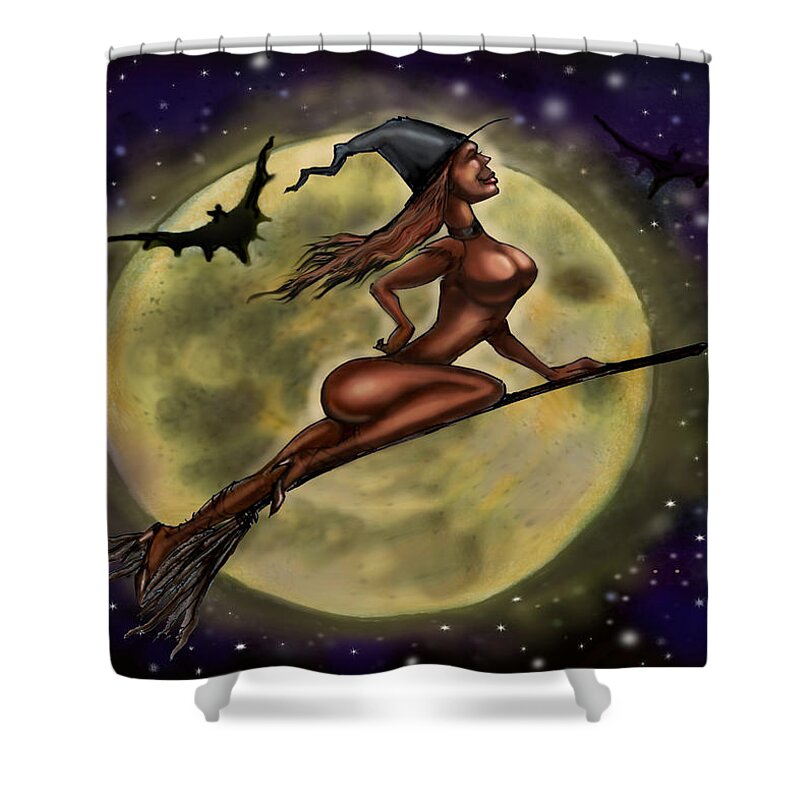 Halloween Shower Curtain featuring the digital art Enchanting Halloween Witch by Kevin Middleton