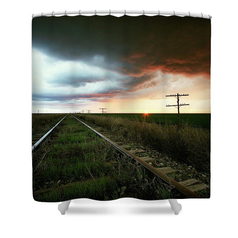 Weather Shower Curtain featuring the photograph End of a Stormy Day by Brian Gustafson
