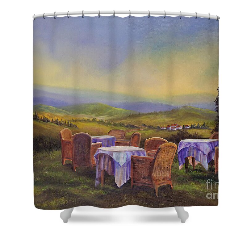 Tuscany Painting Shower Curtain featuring the painting End of a Tuscan Day by Charlotte Blanchard