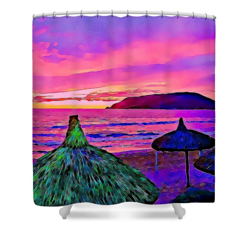 Mazatlan Shower Curtain featuring the photograph End of the beach day in Mazatlan by Tatiana Travelways