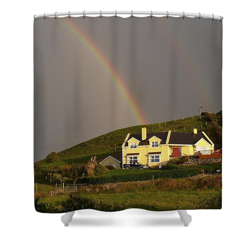 Travel Shower Curtain featuring the photograph End of the Rainbow by Mike McGlothlen