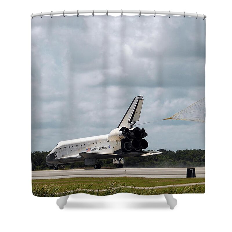 Endeavour Shower Curtain featuring the photograph Endeavour Landing by Nasa
