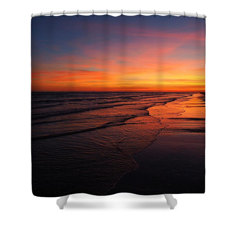 Sunset Shower Curtain featuring the photograph Endless Beach Sunset by Jerry Connally