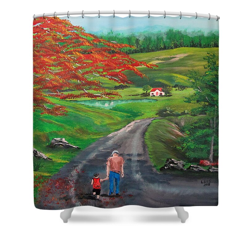 Flamboyant Shower Curtain featuring the painting Endless Love by Luis F Rodriguez
