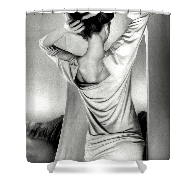 Woman Shower Curtain featuring the digital art Endless Skys by Pennie McCracken