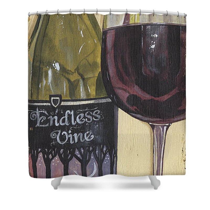 Wine Shower Curtain featuring the painting Endless Vine Panel by Debbie DeWitt