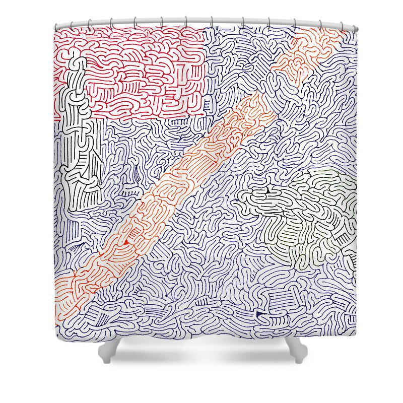 Mazes Shower Curtain featuring the drawing Engage by Steven Natanson