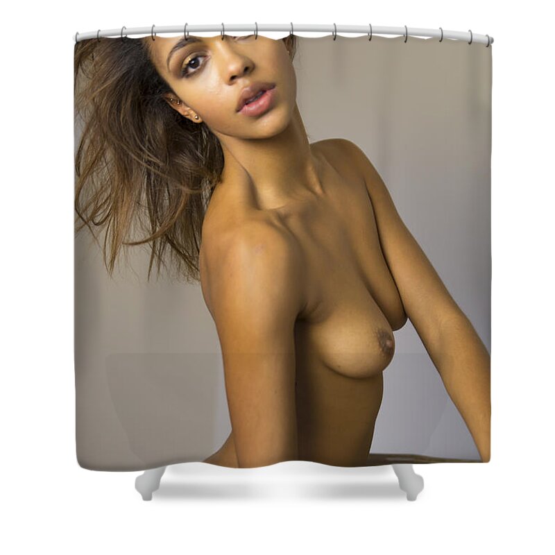 Helmut Newton Shower Curtain featuring the photograph Engaged by Stephen Vann