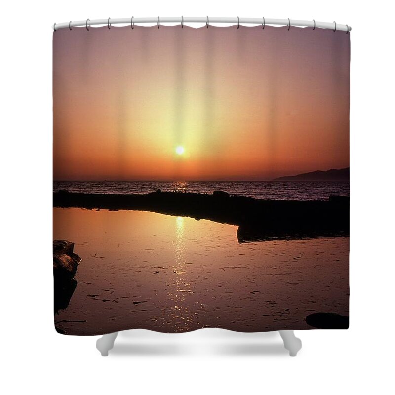 Abstract Shower Curtain featuring the photograph English Bay Sunset by Lyle Crump