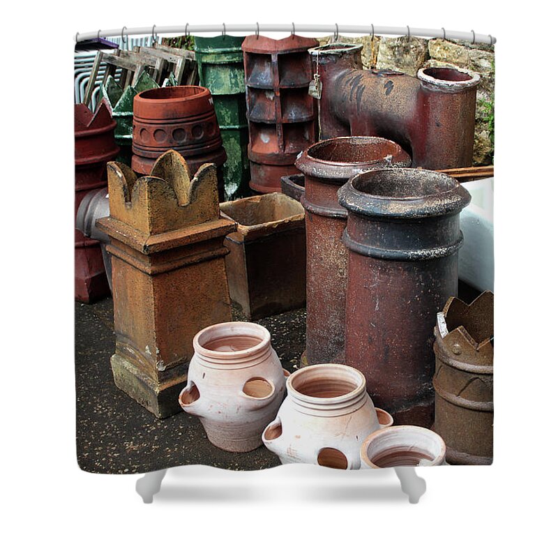 Chimney Shower Curtain featuring the photograph English Chimney Pots by Doc Braham